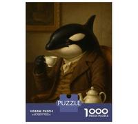 Puzzles pour Adultes 1000 Pièces Orca Gentleman Drinking Tea Puzzles pour Adolescents, Jouets Anti-Stress, Défi Difficile, Activités Amusantes À La Maison, 52x38cm/1000pcs