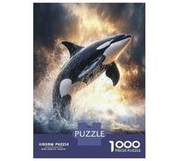 Puzzles pour Adultes 1000 Pièces Orca Whale Jump Out Water Puzzle pour Adultes - Jeu Anti-Stress - Améliore La Mémoire - Difficile Et Stimulant 52x38cm/1000pcs