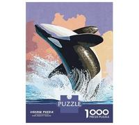Puzzles pour Adultes 1000 Pièces Orca Whale Vintage Puzzles pour Adultes Jeu Manuel Améliore La Mémoire Activités Amusantes À La Maison 52x38cm/1000pcs