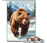 Puzzles pour Adultes 1000 pièces Ours Brun des neiges Puzzles 1000 pièces pour Adultes Cadeau DIY Amusant Convient pour la décoration de la Maison, du Salon ou du Bureau (Taille 50x75cm)