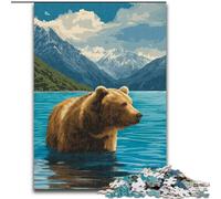 Puzzles pour Adultes 1000 pièces : Ours Brun Difficile dans Le lac Stimulez Votre Cerveau Jouets addictifs pour cultiver la Patience Interaction Parent-Enfant (Taille 26x38cm)