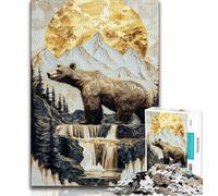 Puzzles pour Adultes 1000 pièces Ours Brun doré, Jouets addictifs pour Le développement de l'intelligence cérébrale, liste de souhaits avec Père Noël pour Les Enfants de 14 Ans et Plus, 38x26cm