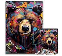 Puzzles pour Adultes 1000 pièces Ours Brun Graffiti Puzzles Jeu Familial interactif, défi cérébral, Jouet éducatif 26x38cm/10,23x14,96 Pouces