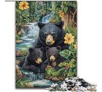 Puzzles pour Adultes 1000 pièces Ours Noir de la Jungle, Jouets éducatifs et Anti-Stress, Interaction Parent-Enfant (Taille 50x75cm)