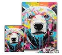 Puzzles pour Adultes 1000 pièces Ours Polaire Graffiti Puzzle 1000 pièces Un Casse-tête Stimulant pour Les Adolescents, Parfait pour la décoration intérieure ou comme Cadeau Taille 26x38cm