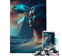 Puzzles pour Adultes 1000 pièces - OVNI au-Dessus du Sphinx et de la Pyramide - Jeux relaxants - Défi intellectuel - Jouet addictif - Cadeau Amusant - Défi Difficile (Taille 38x26cm)