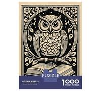 Puzzles pour Adultes 1000 Pièces Owl on A Book Puzzles pour Adolescents Vacances À La Maison Tuer Le Temps Stimuler Le Cerveau Cadeaux d'anniversaire Et De Noël Uniques 38x26cm/1000pcs
