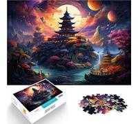 Puzzles pour Adultes 1000 pièces pagode Traditionnelle Jouets éducatifs 26x38cm Soulagement du Stress Défi Difficile pour Les 14 Ans