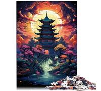 Puzzles pour Adultes 1000 pièces Pagode Traditionnelle Puzzles intéressants pour la réduction du Stress 26x38cm Améliorer l'amour Entre Les Couples