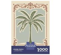 Puzzles Pour Adultes 1000 Pièces Palm Tree in Decorative Frame Puzzles Pour Adolescents Vacances À La Maison Tuer Le Temps Stimuler Le Cerveau Cadeaux D'anniversaire Et De Noël Uniques 70x50cm/1000pcs