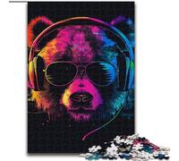 Puzzles pour Adultes 1000 pièces Panda avec Casque Audio, Casse-tête éducatif, décoration Artistique pour la Maison et Le Bureau, 14 Ans et Plus (Taille : 50x75cm)