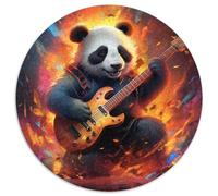 Puzzles pour Adultes 1000 pièces Panda Jouant de la Guitare Puzzle Rond en Papier Interaction familiale et Cadeau Amusant, Design Abstrait Vibrant 67,5 x 67,5 cm