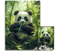 Puzzles pour Adultes 1000 pièces Panda Mangeant du Bambou Puzzles en Bois Cadeau pour Hommes et Femmes, Quotidien et Occasions spéciales 50x75cm