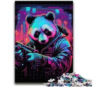 Puzzles pour Adultes 1000 pièces Panda Néon pour 14 Ans et Plus Jeu de Quiz Activités Amusantes à la Maison, Cadeau d'anniversaire, Cadeaux de Voyage 50x75cm