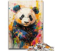 Puzzles pour Adultes 1000 pièces Panda Peinture à l'huile Anti-Stress Défi Difficile Chaque pièce est Unique - Jeu Familial Stimulant et Amusant 26x38cm