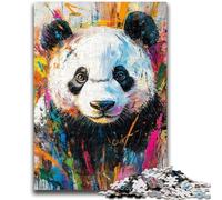 Puzzles pour Adultes 1000 pièces Panda Peinture à l'huile Jouets Jeux éducatifs Soulagement du Stress Interaction Parent-Enfant pour Les 14 Ans et Plus 50x75cm