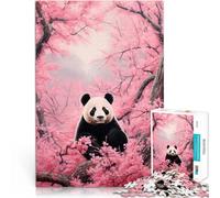 Puzzles pour Adultes 1000 pièces Panda Perdu à Sakura Séjour Anti-Stress pour Tuer Le Temps Cadeaux pour Les Amis et la Famille 38x26cm