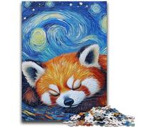 Puzzles pour Adultes 1000 pièces Panda Roux Ciel étoilé Anti-Stress Défi Difficile Décoration d'intérieur Unique et Cadeaux 50x75cm