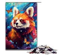 Puzzles pour Adultes 1000 pièces Panda Roux et Papillon par Splatters De Nombreux Jouets de décoration pour la Maison colorés À Offrir en Cadeau pour Toute la Famille 75 x 50 cm
