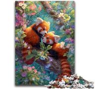 Puzzles pour Adultes 1000 pièces Panda Roux Jouets éducatifs Jeux Anti-Stress Décoration d'intérieur Unique et Cadeaux 50x75cm