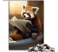 Puzzles pour Adultes 1000 pièces Panda Roux lisant Un Journal Puzzles en Bois pour Adultes Parfait pour Les Adolescents et Les collectionneurs,décoration idéale pour la Maison et Cadeau de Voyage