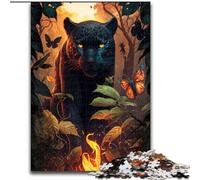 Puzzles pour Adultes 1000 pièces Panthère Noire Ardente Puzzles Taille 26x38cm Activité familiale, Casse-tête, Décoration intérieure, Cadeau de Vacances