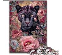 Puzzles pour Adultes 1000 pièces Panthère Noire Florale, Aide Le Cerveau à exercer des Jouets addictifs pour cultiver la Patience et améliorer la mémoire (Taille 26x38cm)