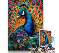 Puzzles pour Adultes 1000 pièces Paon psychédélique, Design Vibrant et Unique, expérience de Puzzle relaxante et stimulante (Taille 75x50cm)