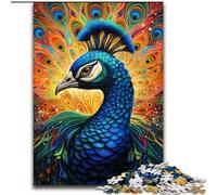 Puzzles pour Adultes 1000 pièces Paon psychédélique Puzzles stimulants Noël Halloween Fête des mères Nouvel an Pâques Cadeau Taille : 38x26cm