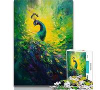 Puzzles pour Adultes 1000 pièces Paon Vert, Jeux éducatifs, Jouets à Faire soi-même, idéal comme Cadeau pour Toute la Famille à partir de 14 Ans 38x26cm