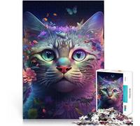 Puzzles pour Adultes 1000 pièces Papillon et Chat Jouets éducatifs d'apprentissage Chaque pièce est Unique - Jeu Familial Stimulant et Amusant 38x26cm