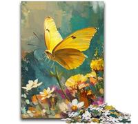 Puzzles pour Adultes 1000 pièces Papillon Jaune Peinture à l'huile 1000 pièces pour Adolescents, défi d'intelligence cérébrale Jouets addictifs pour la décoration de la Maison 38x26cm