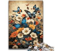 Puzzles pour Adultes 1000 pièces Papillons et Fleurs Jeu Stimulant et Jeu Familial avec pièces entièrement emboîtables de Formes aléatoires 50x75cm