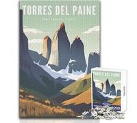 Puzzles pour Adultes - 1000 pièces - Parc National Torres Del Paine - Jeu de réflexion Unique - Idéal pour améliorer la mémoire - Cadeau d'anniversaire - Dimensions:38x26cm