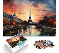 Puzzles pour Adultes 1000 pièces Paris au Coucher du Soleil Fabriqué en Carton pour Les 14 Ans et Plus Staycation Tuer Le Temps Idées Cadeaux。Taille：38x52cm/14.96x20.47pouce