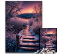 Puzzles pour Adultes 1000 pièces Paysage de lac d'hiver Puzzles impossibles pour Adultes Idéal pour Les Amoureux Cadeau Parfait de Noël Nouvel an Saint Valentin 1000 pièces (75x50cm)