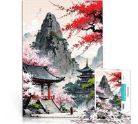 Puzzles pour Adultes 1000 pièces Paysage de Temple Japonais Séjour Anti-Stress pour Tuer Le Temps Œuvre d'art 38x26cm