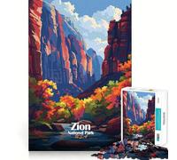 Puzzles pour Adultes 1000 pièces Paysage du Parc National de Zion Jeu d'ajustement précis Casse-tête Cadeau Moment de détente et de Divertissement Idée Cadeau Artistique pour Noël (38x26cm)