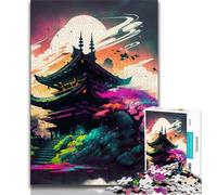 Puzzles pour Adultes 1000 pièces Paysage Japonais Néon, pour Adultes, Jeu éducatif, Jouet, décoration d'intérieur Unique et Cadeaux (Taille 38x26cm)