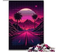 Puzzles pour Adultes 1000 pièces Paysage néon en Bois, Cadeau Amusant et activité pour la Maison 50x75cm Fête d'anniversaire pour Hommes Femmes