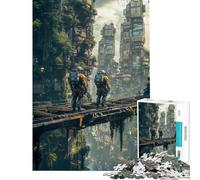 Puzzles pour Adultes 1000 pièces Paysage Urbain futuriste avec astronautes Défi éducatif Décoration Murale Jeu Pratique pour Les 14 Ans et Plus Jeu de Puzzle proposé (38x52cm)