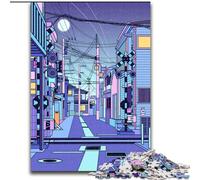 Puzzles pour Adultes 1000 pièces, Paysage Urbain Nocturne du Japon, Jeu Familial Anti-Stress, défi Difficile, renforce l'amour Entre Couples 50x75cm