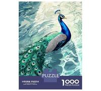 Puzzles pour Adultes 1000 Pièces Peacock in Water Digital Art Puzzles pour Adolescents Découpe De Précision Difficulté Et Défi Cadeaux d'anniversaire Et Cadeaux Uniques 52x38cm/1000pcs