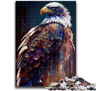 Puzzles pour Adultes 1000 pièces Peinture à l'encre d'aigle à tête Blanche Jeu éducatif Défi Jouet Décoration Murale Cadeaux d'anniversaire et de Noël Uniques 38x26cm