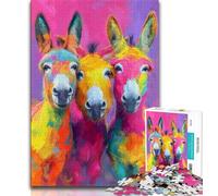 Puzzles pour Adultes 1000 pièces Peinture à l'huile d'âne, Assemblage de Motifs, avec Affiche et fiche de Questions Assorties, pour Les 14 Ans et Plus 38x26cm