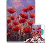 Puzzles pour Adultes 1000 pièces Peinture à l'huile de Fleur de Coquelicot, Anti-Stress, défi Difficile, Cadeaux du Père Noël Secret pour Les 14 Ans et Plus 38x26cm
