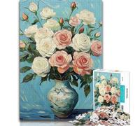Puzzles pour Adultes 1000 pièces Peinture à l'huile de Fleurs, Jeux éducatifs, Jouets à Faire soi-même, idéal comme Cadeau pour Toute la Famille à partir de 14 Ans 38x26cm