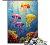 Puzzles pour Adultes 1000 pièces, Peinture à l'huile de méduses, Jeux éducatifs, décoration d'intérieur, idéal pour la décoration de Bureau (Taille 26x38cm)