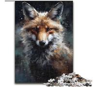 Puzzles pour Adultes 1000 pièces Peinture à l'huile Portrait de Renard en Bois, Activité Amusante à la Maison 50x75cm Activité Amusante en Famille, Défi cérébral, pour Adolescent