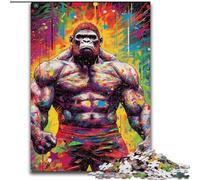Puzzles pour Adultes, 1000 pièces, Peinture colorée de gorilles, Puzzles en Carton, Cadeau de Noël pour Adolescents, réduction du Stress, Cadeau Unique et Cool pour la Famille, 1000 pièces(26x38cm)
